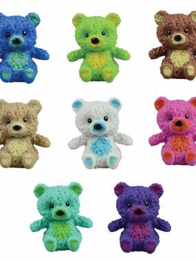 Cute Squishy Bear Figurines Set of 8 Adorable Pocket Size Squishies